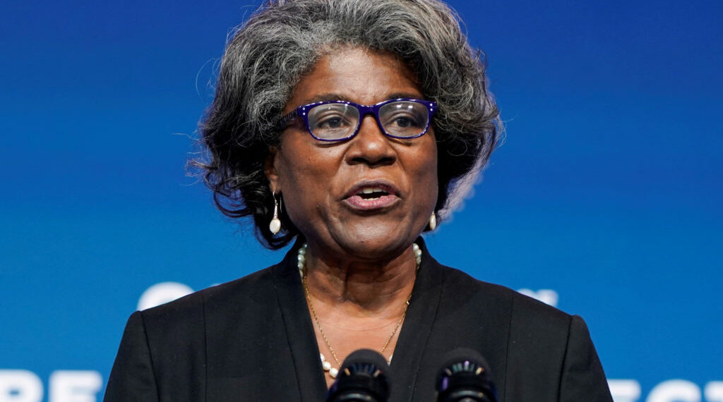 USA: Nous souhaitons assurer la paix entre Palestiniens et Israéliens 1 - Le Progrès Egyptien FILE PHOTO: Linda Thomas-Greenfield, U.S. President-elect Joe Biden's choice to become the next U.S. ambassador to the United Nations, speaks as President-elect Biden announces his national security nominees and appointees at his transition headquarters in Wilmington, Delaware, U.S., November 24, 2020. REUTERS/Joshua Roberts/File Photo