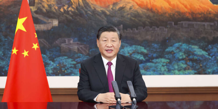 Crainte d’une occidentalisation 1 - Le Progrès Egyptien In this photo released by Xinhua News Agency, Chinese President Xi Jinping addresses the Global Trade in Services Summit of the 2021 China International Fair for Trade in Services held in Beijing via video on Thursday, Sept. 2, 2021. China will set up its third mainland stock exchange to serve private companies in its capital, Beijing, President Xi Jinping said Thursday, expanding official support for entrepreneurs in the state-dominated economy. (Huang Jingwen/Xinhua via AP)
