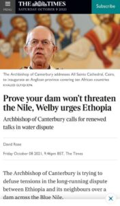The Times met en exergue les déclarations de Welby sur le Barrage éthiopien 3 - Le Progrès Egyptien