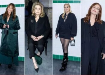 Carla Bruni, Catherine Deneuve, Louane et Isabelle Huppert au défilé Ami