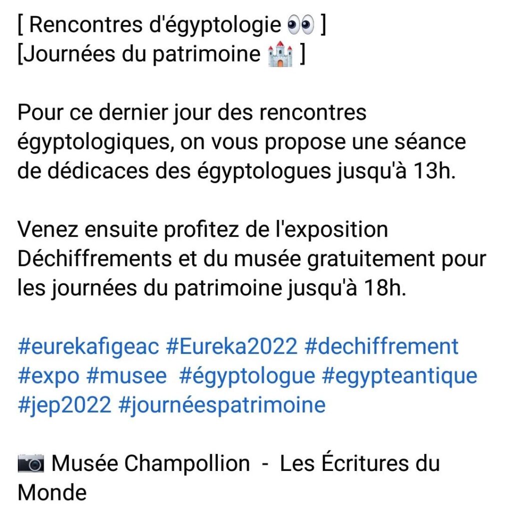Carrefour de l’actualité, Les réseaux sociaux fêtent les 200 ans de l’Egyptologie ? 17 - Le Progrès Egyptien