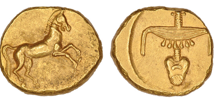 <strong>Monnaie en or de Nectanébo II</strong> 1 - Le Progrès Egyptien