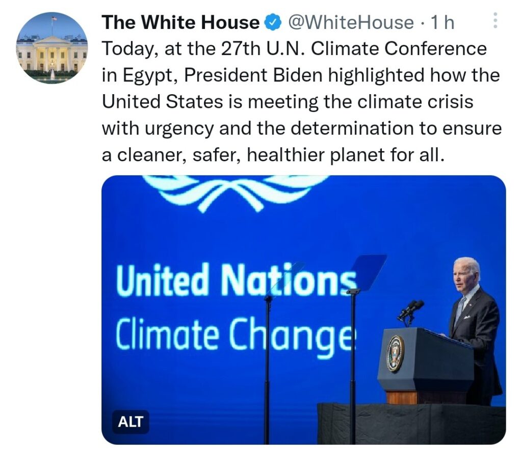Maison Blanche : Les USA engagés devant la COP 27 à garantir une planète plus saine 4 - Le Progrès Egyptien Maison Blanche : Les USA engagés devant la COP 27 à garantir une planète plus saine 3 - Le Progrès Egyptien