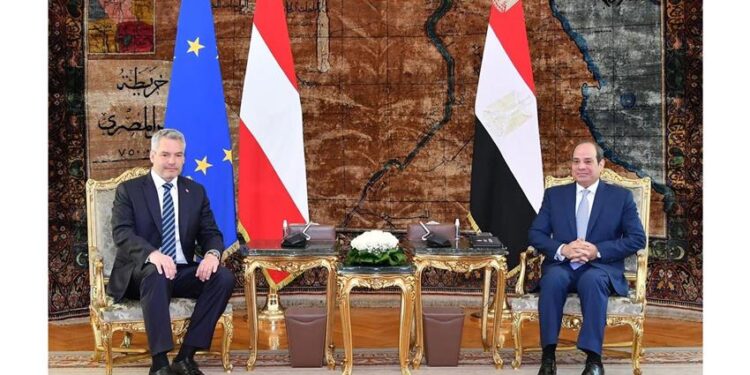 Al-Sissi reçoit le Chancelier Fédéral d'Autriche M. Karl Nehammer à l'Ittihadiya 1 - Le Progrès Egyptien