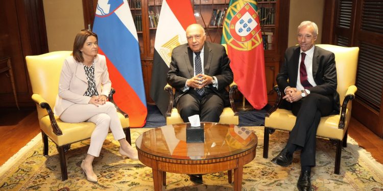 Pourparlers entre Choucri et ses homologues slovène et portugais 2 - Le Progrès Egyptien Pourparlers entre Choucri et ses homologues slovène et portugais 1 - Le Progrès Egyptien