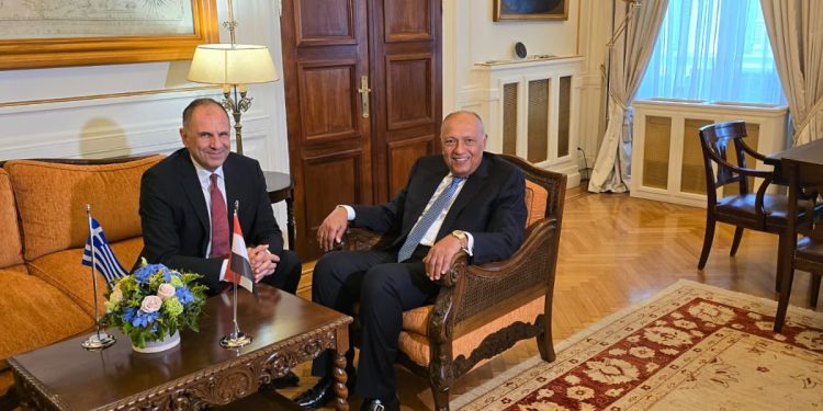 Conférence de presse conjointe Choucri et son homologue grec 1 - Le Progrès Egyptien