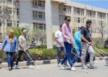 Université de Zagazig : Une zone piétonne, pour les étudiants aveugles et malvoyants