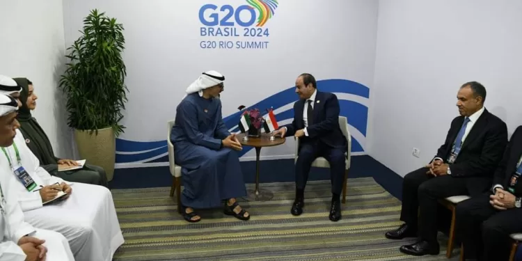 G20 : Al-Sissi rencontre le prince héritier d'Abu Dhabi 2 - Le Progrès Egyptien G20 : Al-Sissi rencontre le prince héritier d'Abu Dhabi 1 - Le Progrès Egyptien