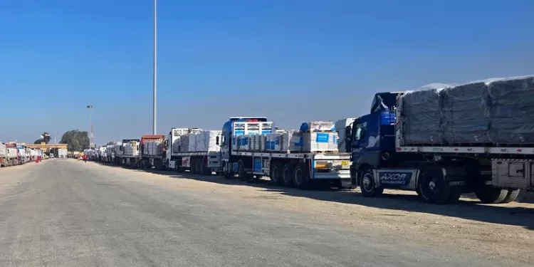Des dizaines de camions d’aides entrent de l’Egypte vers Gaza 2 - Le Progrès Egyptien Des dizaines de camions d’aides entrent de l’Egypte vers Gaza 1 - Le Progrès Egyptien