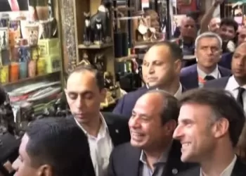 Al-Sissi et Macron en selfie avec un vendeur égyptien