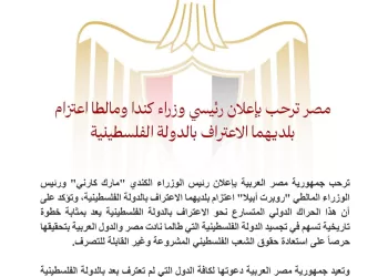 L’Égypte salue la décision du Canada et de Malte de reconnaître l’État palestinien