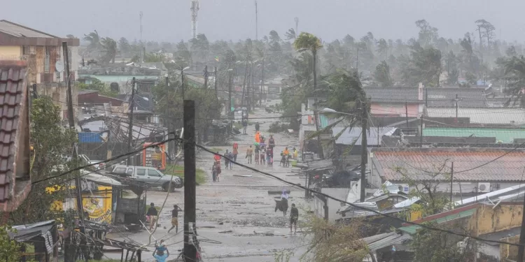 This handout photograph taken and distributed by UNICEF on March 12, 2023 shows a general view after Cyclone Freddy Hit the city of Quelimane, in Zambezia Province, causing severe damage to infrastructures, trees, power, and communication. - Tropical cyclone Freddy, which made landfall in Mozambique overnight from March 11, 2023 to March 12, 2023 for the second time in two weeks, killed at least one person on its return and displaced dozens, according to an initial report from local authorities on March 12, 2023. Freddy had already killed 10 people in the southern African country during his first visit at the end of February and 17 in total in Madagascar where he also struck twice, describing a looping trajectory rarely known to meteorologists. (Photo by Alfredo ZUNIGA / UNICEF / AFP) / RESTRICTED TO EDITORIAL USE - MANDATORY CREDIT "AFP PHOTO /UNICEF/Alfredo Zuniga " - NO MARKETING NO ADVERTISING CAMPAIGNS - DISTRIBUTED AS A SERVICE TO CLIENTS