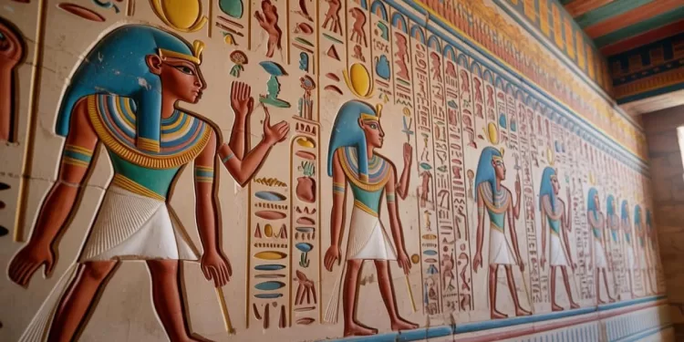 Découverte spectaculaire: Un mur aux hiéroglyphes colorés émerveille le monde 1 - Le Progrès Egyptien