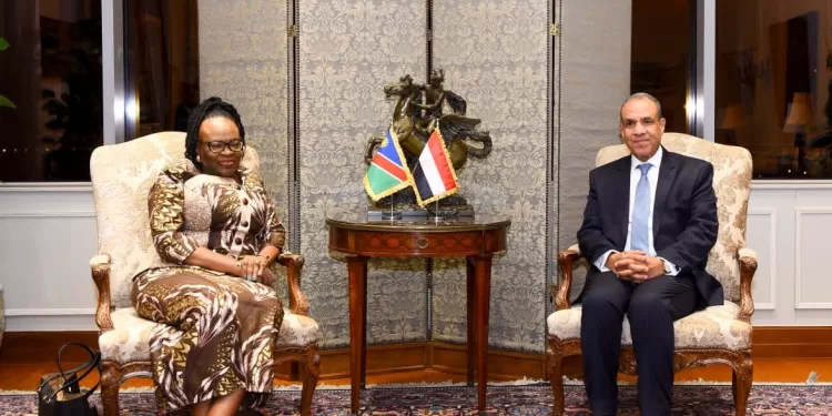 Le ministre des Affaires étrangères rencontre la ministre des Relations internationales de la Namibie 2 - Le Progrès Egyptien Le ministre des Affaires étrangères rencontre la ministre des Relations internationales de la Namibie 1 - Le Progrès Egyptien