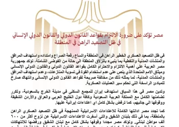 L’Égypte appelle au respect du droit international face à l’escalade des tensions dans la région