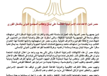 L’Égypte condamne les frappes israéliennes au Liban et appelle à une intervention internationale urgente