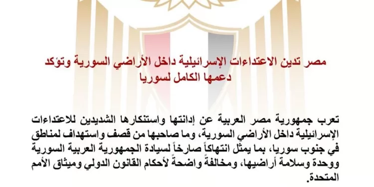 L’Égypte condamne les frappes en Syrie 1 - Le Progrès Egyptien
