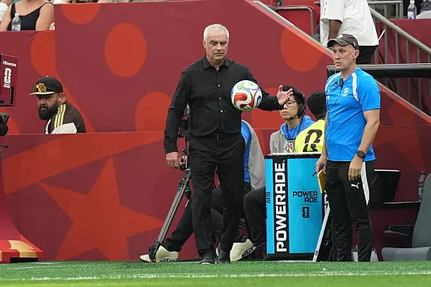 VANCOUVER, CANADA - JUNE 21: Head coach of New Zealand Darren Bazeley, throws the ball during the 2026 FIFA World Cup Group G match between New Zealand and Egypt at BC Place Stadium in Vancouver, Canada, on June 21, 2026. (Photo by Ercin Erturk/Anadolu via Getty Images)