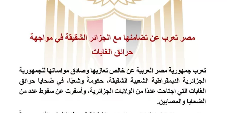 L’Égypte exprime sa solidarité avec l’Algérie face aux incendies de forêt 2 - Le Progrès Egyptien L’Égypte exprime sa solidarité avec l’Algérie face aux incendies de forêt 1 - Le Progrès Egyptien